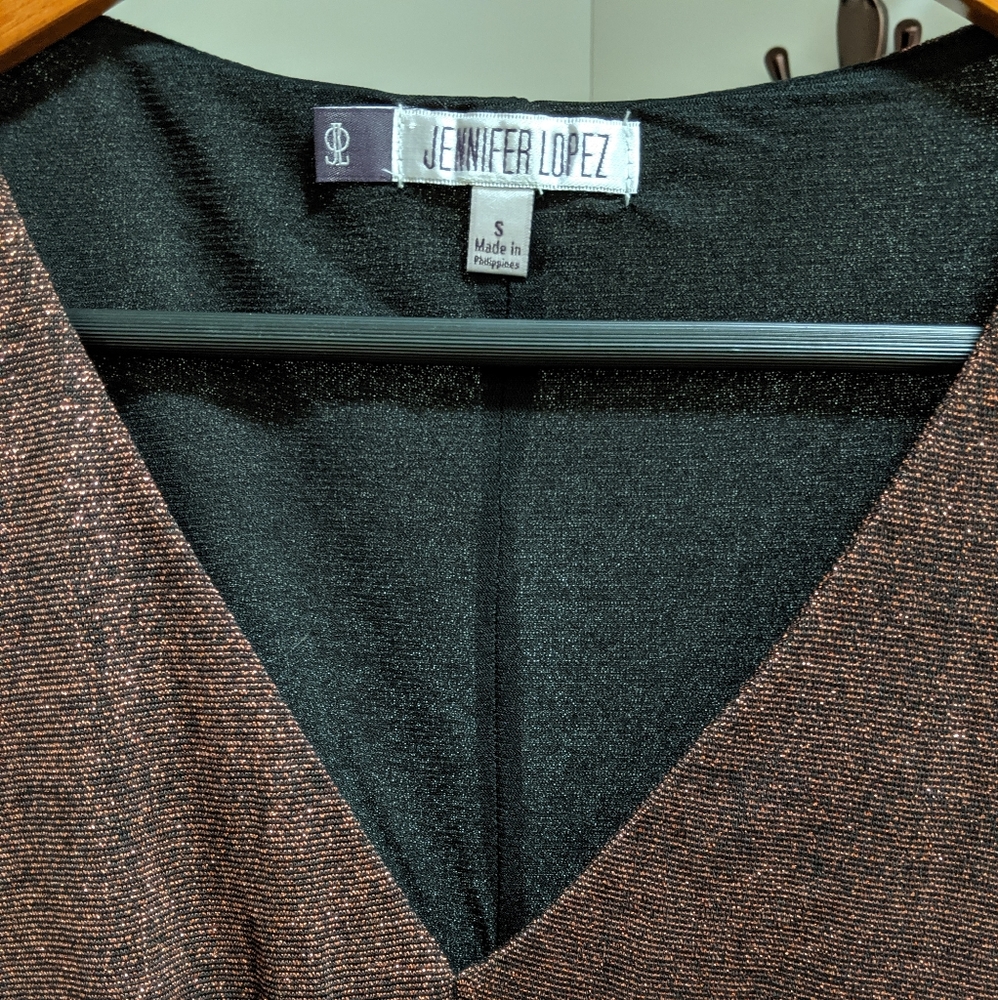 Jennifer Lopez sparkly gold long sleeve dress